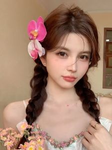 Summer Gentle ~ Phalaenopsis Flower Barrettes Female Back Head Updo Orchid Grip Fancy Shark Clip Headdress
