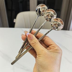 Thìa Pha Cà Phê Bằng Thép Không Gỉ 304 Dài Dùng Trong Gia Đình Thìa Tròn Đầu Ngắn Dùng Để Ăn Kem Và Tráng Miệng