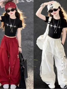 Korean Style New Summer Print T-Shirts and Dungarees Set