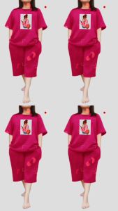 Setelan Wanita Jumbo LD 115 cm Bahan Babyterry One Set Wanita Kekinian Setelan Terbaru Sepeda Paris