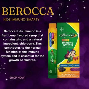 Berocca Kids Immuno Smarty with Zinc Choline and Elderberry Fruit Berry Flavor 10ml Syrup - 1 sachet