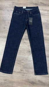 Quần jean nam cao cấp xanh đen trơn vải không phai Kazata hàng vnxk ống 17-19cm