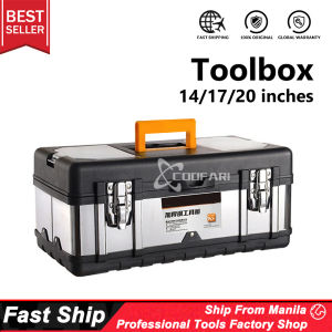 Black 14/17/20 inches Suitcase ToolBox Stainless Steel Toolbox COOFARI Protable Empty Tools Storage Box Organizer Boxes