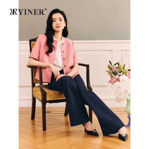 Elegant Round Neck H-Line Texture Jacket