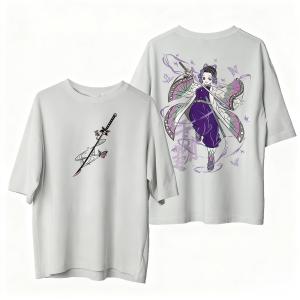 Bandai | Demon Slayer Anime T Shirt Women Men Shinobu Kocho Graphic Print Oversized Cotton Tee 2026 Summer Kawaii Casual Streetwear Tops