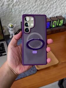 Skin-Feel Magnetic Stand Phone Case For Samsung Galaxy S26 S25 S24 S23 S22 Ultra Plus FE 5G Ring Bracket Cases Frosted Covers