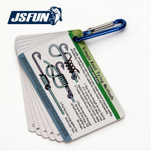 JSFUN Fishing KnotTying Guide Card Set with Keychain Clip Waterproof Portable Angler Reference for Beginners Step by Step Tutori