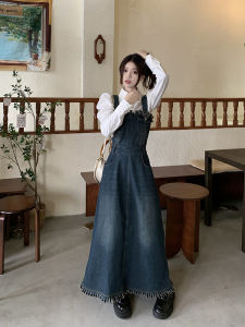 ชุดเดรสยีนส์ทรงเอเข้ารูปสไตล์ย้อนยุคสำหรับผู้หญิงในช่วงฤดูใบไม้ผลิปี 2023 ชุดเดรสยาวปานกลางทรงเอพร้อมกระดุมสุดหรูหรา