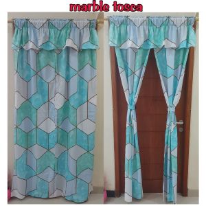 Gorden  pintu dan jendela model serut n berponi abstrak