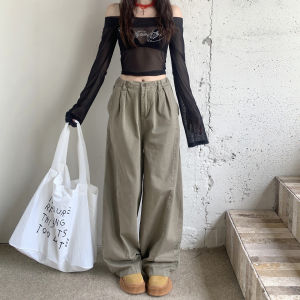 Quần Jeans Denim Kaki Rộng Rãi Thường Ngày Cho Nữ Thời Trang Cổ Điển Mỹ Quần Ống Rộng Cạp Cao Dáng Rộng Quần Jeans Denim