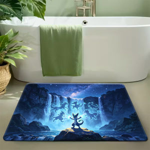 Trendy Anime Pokemon Team Rocket Jessie James Meowth Print Non Slip Absorbent Indoor Entryway Bathroom Bedroom Floor Doormat Rug