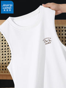 True Weave Sleeveless Mens T-Shirt 2025 Summer New Pure Cotton Male Training Running Fitness Pure Cotton Vest Q Loose Fit round Neck Sweat Absorbent Breathable