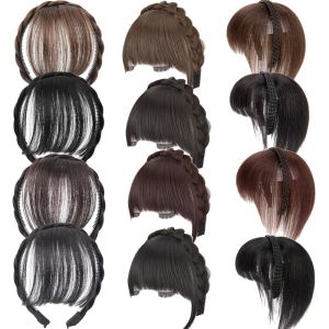 Hot sale Women Girls Synthetic Bangs Hair Band In Extensions Natural Fringe Bang Hairbands Fake One Piece Straight Hairpiece Head Band