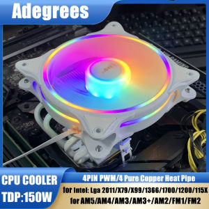 4 Heatpipes CPU Air Cooler ARGB TDP 150W Cooling fan for Intel LGA 1366 1155 1151 1200 1700 2011 X79 X99 AM3 AM4 AM5 ventilador