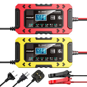 【HOSPORT】12V6A Car Battery Charger Fast Charge Car Battery Repair Desulfator Smart Battery Trickle Charger for Auto Motorcycle