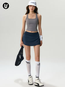 Womens Sport Vest Breathable Quick Dry Fitness Running Yoga Tennis Skirt Set Tight Fit Nylon Fabric Moisture Wicking Elastic