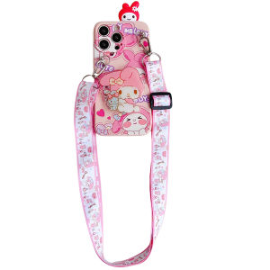 DIMBEPLY For Samsung S20 S21 S22 S23 S24 Ultra S8 S9 S10 Plus S20FE S21FE S23FE Note 8 9 10 10+ 20 Ultra Case Cute My Melody Kuromi Cartoon 3D Doll Long Strap Bracket TPU Soft Case