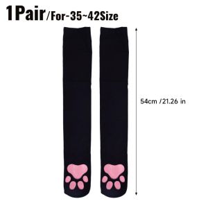 3Pairs 3D Cat Paw Meat Pad Knee High Socks Creative Funny Floor Socks for Girls Home Wear Cute Kitten Paw Stockings