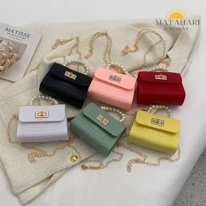 (MG)Women Kid Fashion Mini Jelly Handbag Sling Bag Small Crossbody Bag Pearl Shoulder Bag Beg Tangan Kecil Wanita Mini Beg