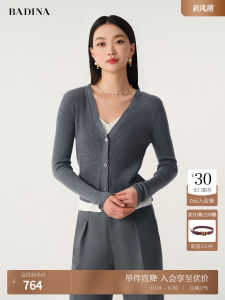 Bathina V-Neck Knitted Sweater Womens Slim Fit Color Block Top Spring Autumn New Style Fashionable Business Casual Wear