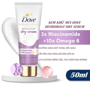 Kem Khử Mùi Dove 3% Niacinamide & 10x Omega 6 Deodorant Dry Serum 50ml Dưỡng Sáng Lưu Hương Đồng Nội