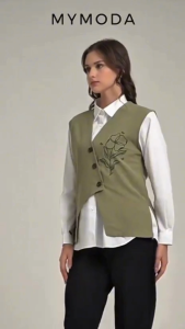 MYMODA 579 Vest Rompi Outer Atasan Wanita Sleeveless