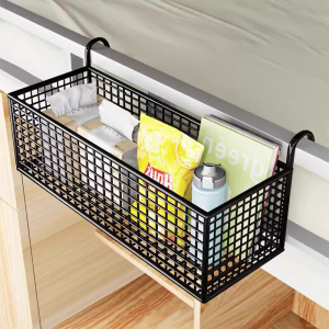 Bedside Hanging Storage Basket Toy Snack Organizer Rack Dormitory Top Bed Side Carbon Steel Storage Shelf No-Drilling Required