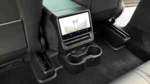 Futhope 3-in-1 Rear Air Outlet Cup Holder for Tesla New Model Y Juniper Armrest Storage Box Cup Dust Cover