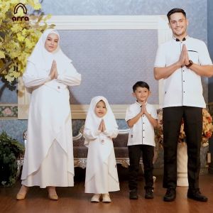 Sarimbit Keluarga Baju Sarimbit Keluarga Muslim Baju Gamis Kerudung Muslim Koko Terbaru Kualitas Premium Ar Rahmah - Snow White