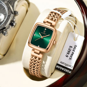 POEDAGAR Women Watches Casual Square Ladies Watch Rose Gold Girls Watch Original Stainless Steel Quartz Wristwatch Waterproof Watch for Women +Box