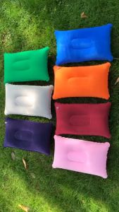 หมอนหนุนนเป่าลมนอเนกประสงค์ flocked หมอนพับได้นเป่าลมแบบพกพาเดินทาง ราคาถูก