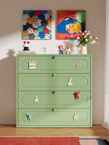 Cream Modern Low Drawer Storage Cabinet