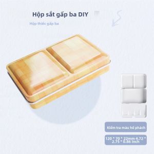 SeamiArt | SeamiArt 1 Cái Hộp Đựng Tranh Kim Loại Phẳng Cổ Điển Hộp Gấp Bằng Sắt Đựng Màu Nước Đồ Dùng Mỹ Thuật Đóng Gói Nhỏ