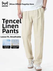 MiiOW | Tencel Rayon Linen Feel Straight Loose Summer Thin Mens Pants