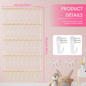 4-Layer Stuffed Toy Storage Hammock Net Large Capacity Stuffed Animal Storage Boho Hanging Toy Organizer for Playroom Bedroom