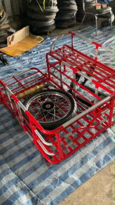 พ่วงข้างรุน มินิGI เหล็กกัลวาไนซ์ 6 หุนทั้งคัน โช้คใหม่ พื้นที่ใช้งาน กว้าง60ยาว100 ซม.พร้อมล้อ อุปกรณ์ติดตั้งครบชุด