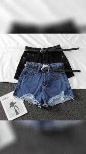 New in Summer Womens Denim Shorts Solid High Waist Ripped Wide-Legged Super Shorts Loose Burrs A- Line Hot Pants Thin Clothing