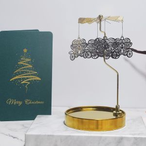Stainless Steel Metal Rotating Spining Windmill Candlestick Scented Candle Holder Home Decoration