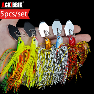 Ackibbik 5pcs/set Spinnerbait Fishing Lures Kit Set Bass Fishing Buzzbait Multicolor Bass Trout Salmon Metal Spinner Baits