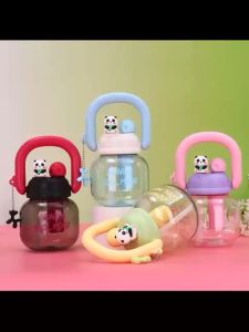 Botol Air Minum Anak 2 Sisi + Infused Water Bulat Motif Panda 800ml Bahan Tritan Dua Cara Minum Linlin Aesthetic Anti Tumpah