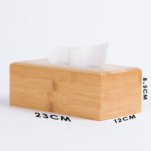 Creative Bamboo Wooden Tissue Box Home Hotel Office Use Drawstring Paper Box Storage Organizer Long Rectangle Shape from Zhejiang