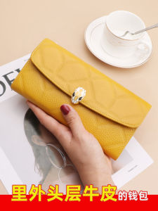 High-End Soft Cowhide Long Handheld Wallet for Women Large Capacity Genuine Leather Clutch Bag to Hold Mobile Phone Elegant