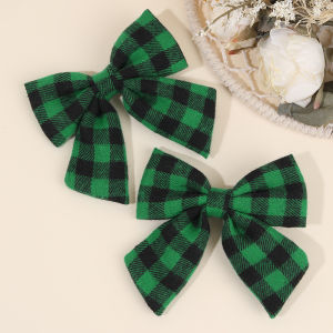 2Pcs Cute Plaid Bow Hair Clips For Girls Scottish Style Red And Black Check Decor Bownot Hair Barrettes Hair Accessories Gifts