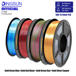 3D Printer Filament Tri Color Silk PLA Filament 1.75mm 3D Printing Filament BundleMulticolor Filament PLA 250g X 4 Pack