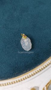 Charm đá Mã Não trắng kiểu hạt đậu may mắn size 10 x 16mm OSC0258 Hoa Minh Gem