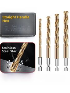 High Hardness Cobalt Hex Shank Drill Bit Set Stainless Steel Twist Drill for Hole Drilling HSSCO Threaded Shank Hand Drill