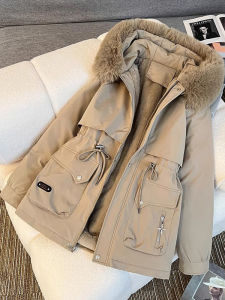 Warm Thick Fleece Lined Cotton Jacket With Fur Collar For Women