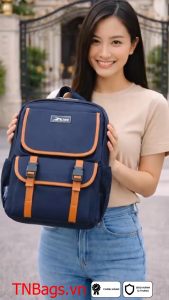 Balo Học Sinh Thời Trang Xbags Clever Cao Cấp Màu Đen Phối Da PU Nâu Chống Nước Chống Sốc Đựng Laptop 14 Inch Nhỏ Gọn Sang Trọng!