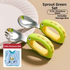Baby Self-Feeding Training Fork and Spoon Set