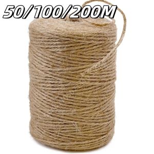 50/100/200M Natural Vintage Jute Rope Twine Roll Sewing Christmas Crafts Jute Cord Thread Wedding Handmade DIY Party Decoration